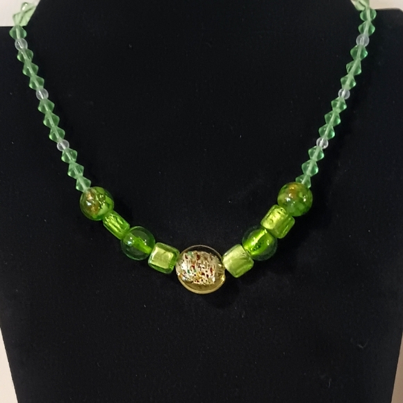 Green Glass Beads Vibrant Beautiful Necklace Lampworked Beads Handmade Beads - Picture 3 of 6